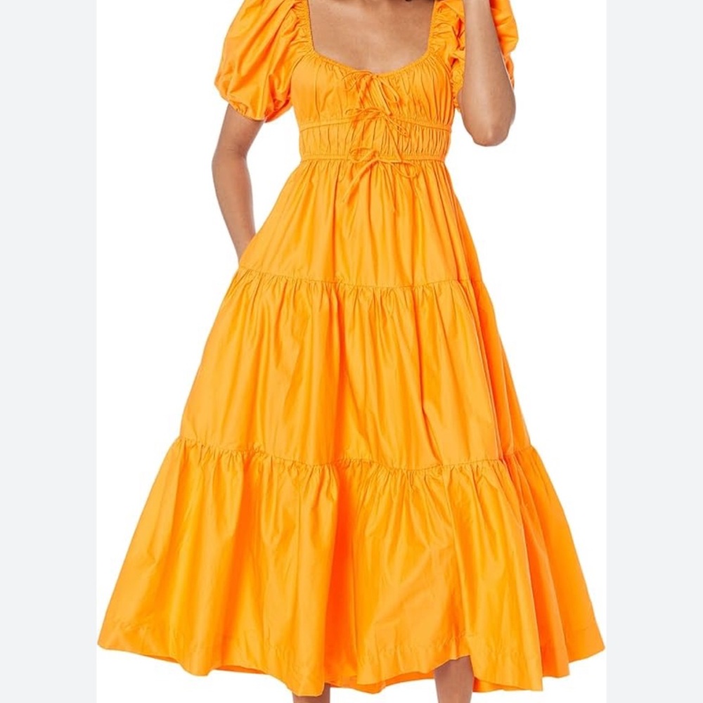 Line and Dot XS the Amber‎ dress NWOT puffed sleeves , smocked,tiered maxi dress